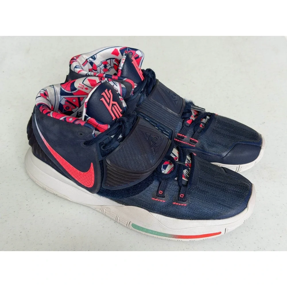 Nike Kyrie 6 USA Men's Size 9.5 Navy Crimson Sneakers BQ4630-402 Basketball